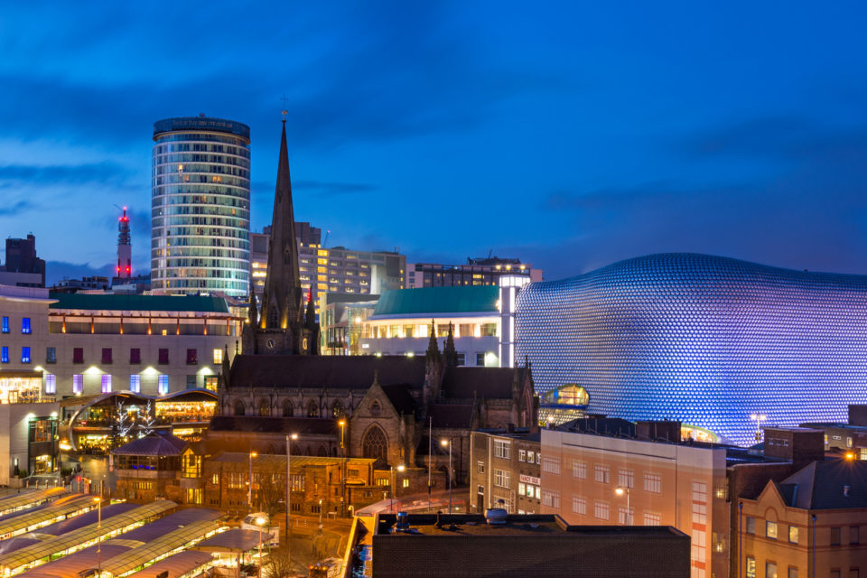 cityscape of Birmingham in the West Midlands.
