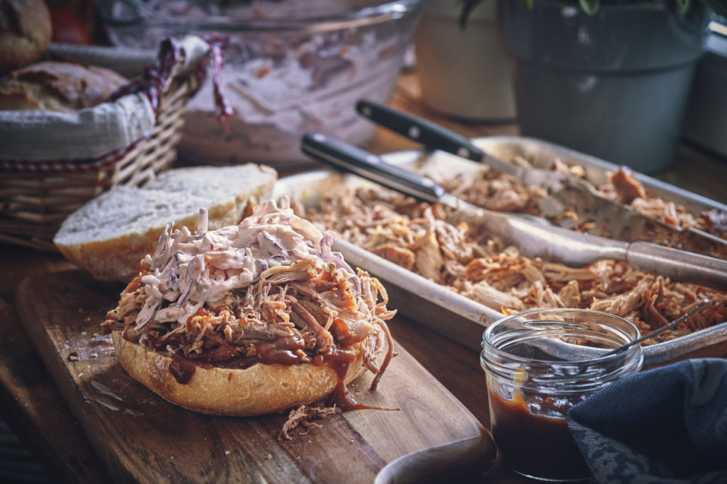 Messy Pulled Pork Burger with Coleslaw
