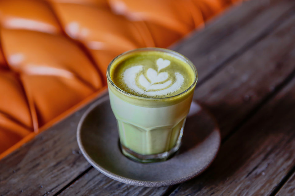 Matcha green tea latte art