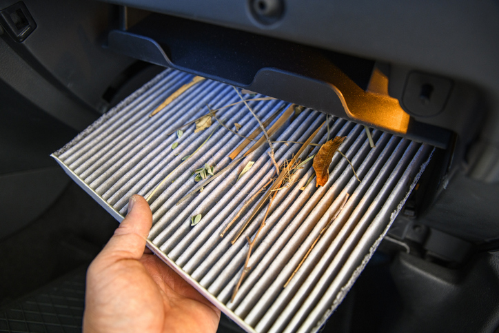 Passenger Car cabin air filter with dirt.